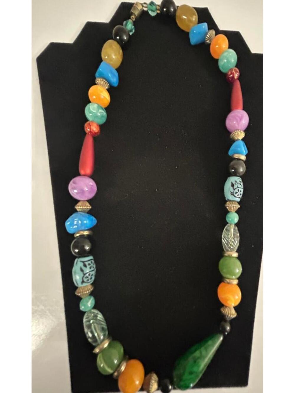Southwestern Multicolor Beaded Necklace Boho Statement Jewelry 22 inches